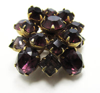 Charming Vintage 1950s Amethyst Rhinestone and Gold-Toned Pin - Side - Thumbnail