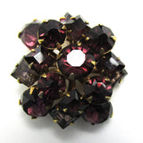 Charming Vintage 1950s Amethyst Rhinestone and Gold-Toned Pin - Front