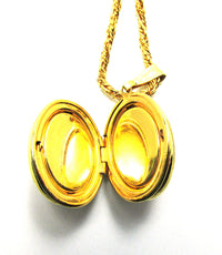 Vintage 1990s Joan Rivers Faberge Egg Sapphire-Blue Cabochon Locket - Opened Locket - Thumbnail