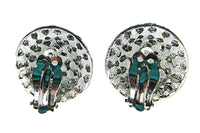 Vintage 1950s Sapphire-Blue Rhinestone Silver Clip-On Earrings - Back - Thumbnail
