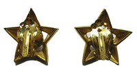 Garne Vintage 1950s White Bead Star-Shaped Gold Clip-On Earrings - Back - Thumbnail