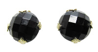 Signed Vogue Vintage 1950s Designer Black Rhinestone Earrings - Front - Thumbnail