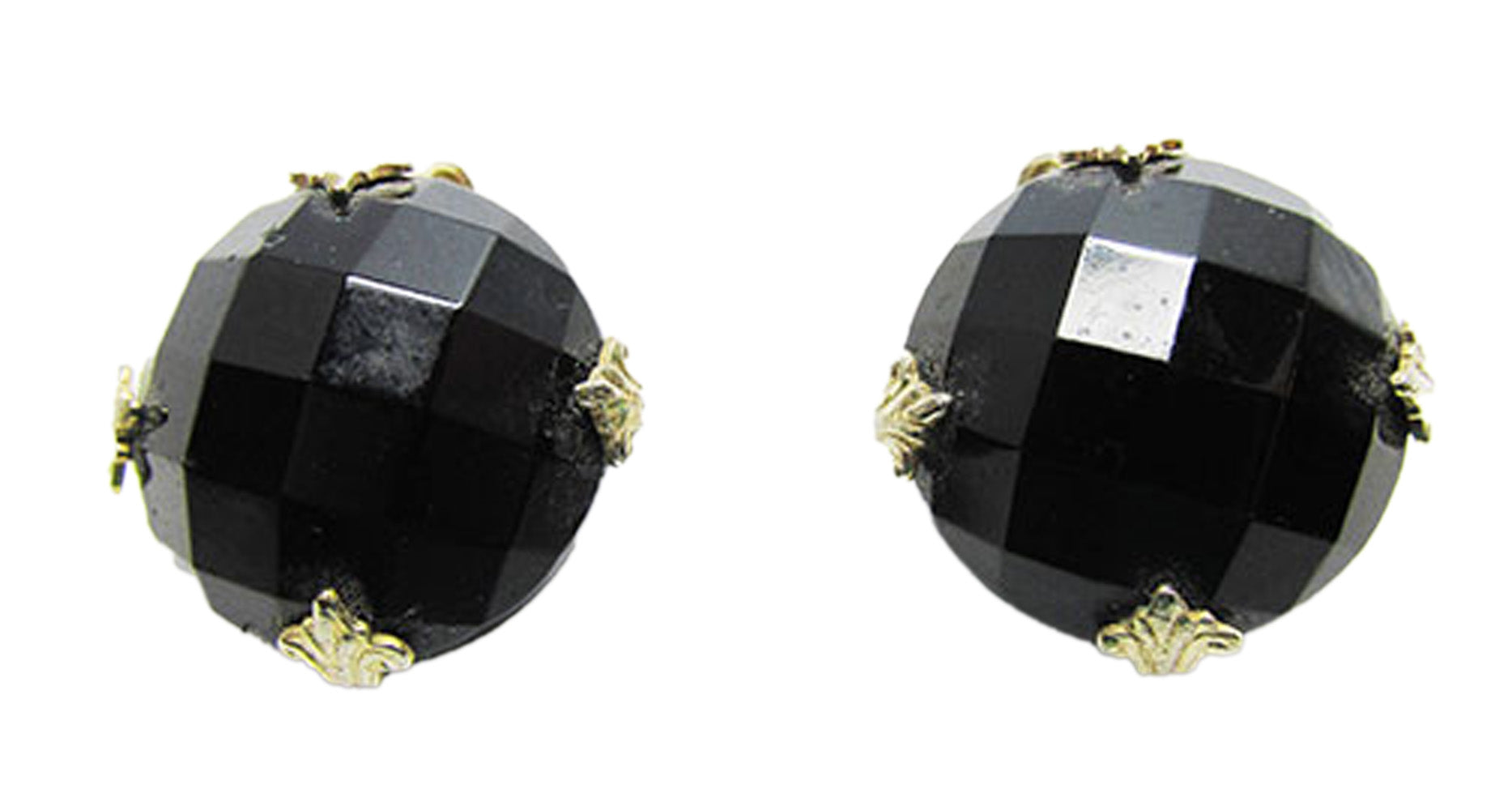 Signed Vogue Vintage 1950s Designer Black Rhinestone Earrings - Front