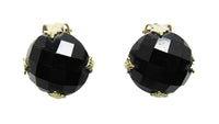 Signed Vogue Vintage 1950s Designer Black Rhinestone Earrings - Front - Thumbnail
