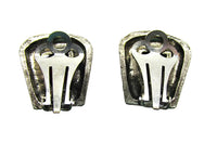 Vintage 1950s Carnelian Etched Geometric Clip-On Earrings - Back - Thumbnail