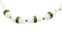 Authentic Miriam Haskell Vintage 1970s Milk Glass Choker Necklace - Close Up - Thumbnail