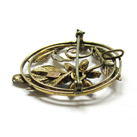 Signed Vintage 1940s Carl Art Rhinestone and Gold-Filled Floral Pin/Pendant - Side and Pendant Loop - Thumbnail