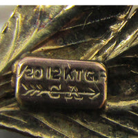 Signed Vintage 1940s Carl Art Rhinestone and Gold-Filled Floral Pin/Pendant - Signature - Thumbnail