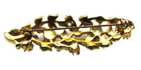 Vintage 1970s Clear and Green Rhinestone and Pearl Gold Pin - Back - Thumbnail