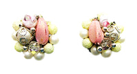 Signed Japan 1950s Vintage Multi-Shaped Unique Beaded Earrings - Front - Thumbnail