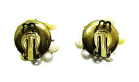 Signed Japan 1950s Vintage Multi-Shaped Unique Beaded Earrings - Back - Thumbnail