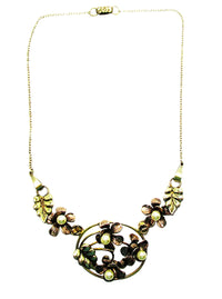 Raleigh 1940s Vintage Pearl Vermeil Floral Necklace and Earrings - Necklace Front  - Thumbnail