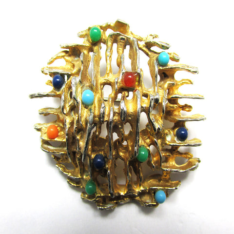 Signed Vintage 1950s Hattie Carnegie Avant-Garde Mid-Century Pin - Front