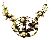 Raleigh 1940s Vintage Pearl Vermeil Floral Necklace and Earrings - Cose Up Necklace - Thumbnail