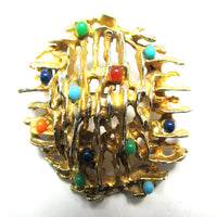 Signed Vintage 1950s Hattie Carnegie Avant-Garde Mid-Century Pin - Front - Thumbnail