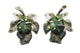 Vintage 1960s Mid-Century Green Natural Stone Silver Earrings