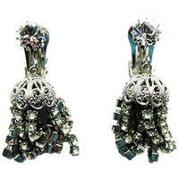 Weiss Vintage 1950s Clear Rhinestone Chandelier Clip-On Earrings - Front - Thumbnail