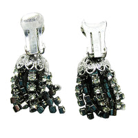 Weiss Vintage 1950s Clear Rhinestone Chandelier Clip-On Earrings - Back - Thumbnail
