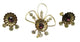 Vintage 1940s Clear and Purple Rhinestone Gold Pin and Earrings Set