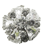 Desirable Vintage 1940s Clear Rhinestone and Silver Pot Metal Pin - Front - Thumbnail