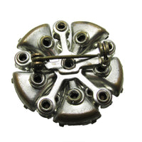 Desirable Vintage 1940s Clear Rhinestone and Silver Pot Metal Pin - Back - Thumbnail