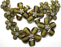 Signed Kenneth Jay Lane 1970s Magnificent Runway Floral Bib Necklace - Close Up Bib - Thumbnail