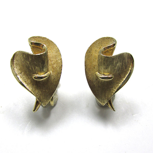 Signed Coro 1960s Vintage Contemporary Style Collectible Earrings - Front