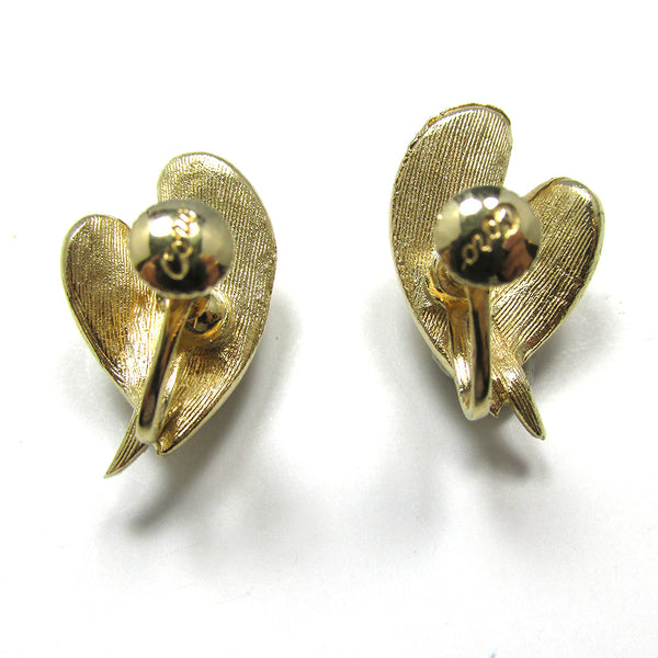 Signed Coro 1960s Vintage Contemporary Style Collectible Earrings - Back