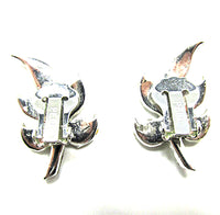 Signed Pell Vintage 1950s Opulent Clear Diamante Clip-On Earrings - Back - Thumbnail