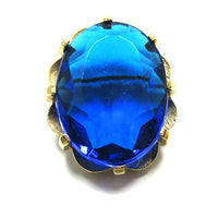Timeless Mid-Century 1950s Vintage Retro Blue Oval Diamante Pin