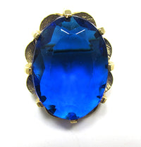 Timeless Mid-Century 1950s Vintage Retro Blue Oval Diamante Pin