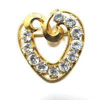 Timeless Vintage 1950s Signed DCE Designer Gold Filled Heart Pin - Front - Thumbnail