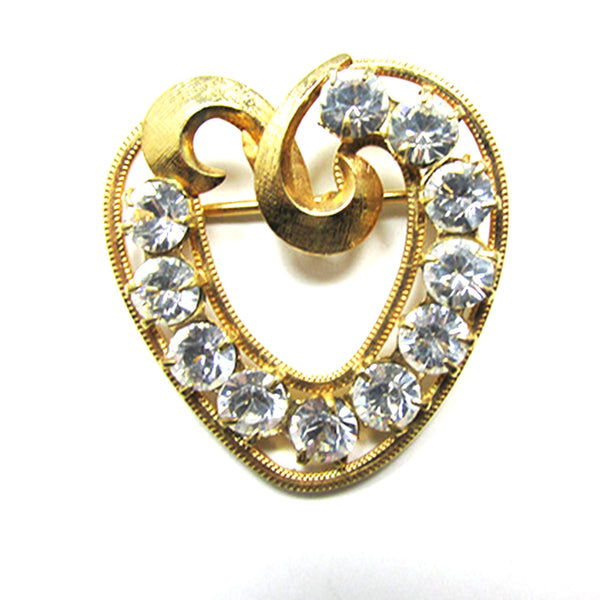 Timeless Vintage 1950s Signed DCE Designer Gold Filled Heart Pin - Front
