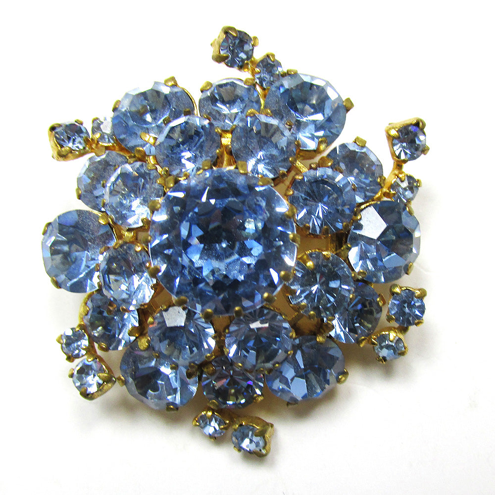 Gorgeous vintage 1950s Austria Sparkling Light Sapphire Diamante Pin - Front