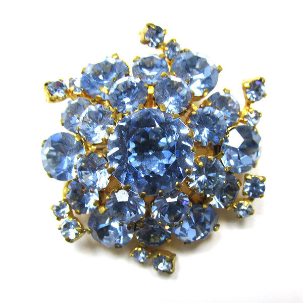 Gorgeous vintage 1950s Austria Sparkling Light Sapphire Diamante Pin - Front