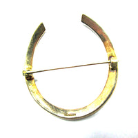 Vintage 1950s Sterling Vermeil and Clear Rhinestone Horse-Shoe Shaped Pin - Back - Thumbnail