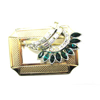 Mid-Century 1950s Vintage Diamante Gold and Silver Geometric Pin - Front - Thumbnail