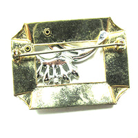 Mid-Century 1950s Vintage Diamante Gold and Silver Geometric Pin - Back - Thumbnail