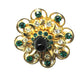 Vintage 1950s Coro Designer Clear and Emerald Rhinestone Floral Pin