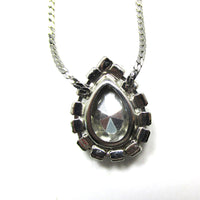 Lovely 1960s Vintage Emerald-Green and Clear Diamante Necklace - Back - Thumbnail