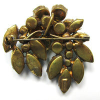 Signed Austria 1950s Mid-Century Stunning Diamante Floral Pin - Back - Thumbnail