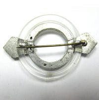 Signed WMCA 1930s Vintage Art Deco Diamante Pin - Book Piece - Back - Thumbnail