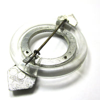 Signed WMCA 1930s Vintage Art Deco Diamante Pin - Book Piece - Side - Thumbnail