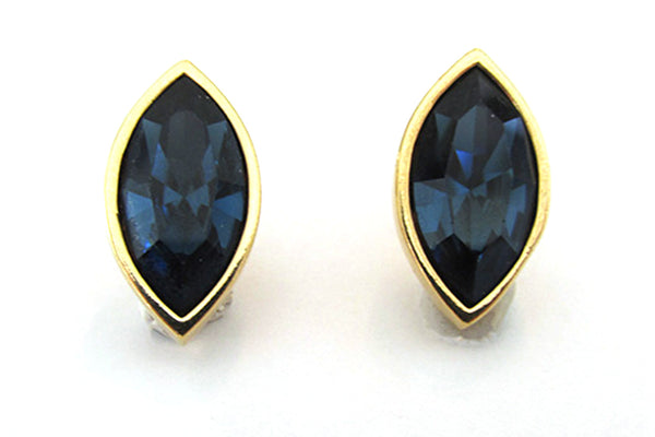 Stunning Signed SAL (Swarovski) Vintage Sapphire Rhinestone Earrings - Front
