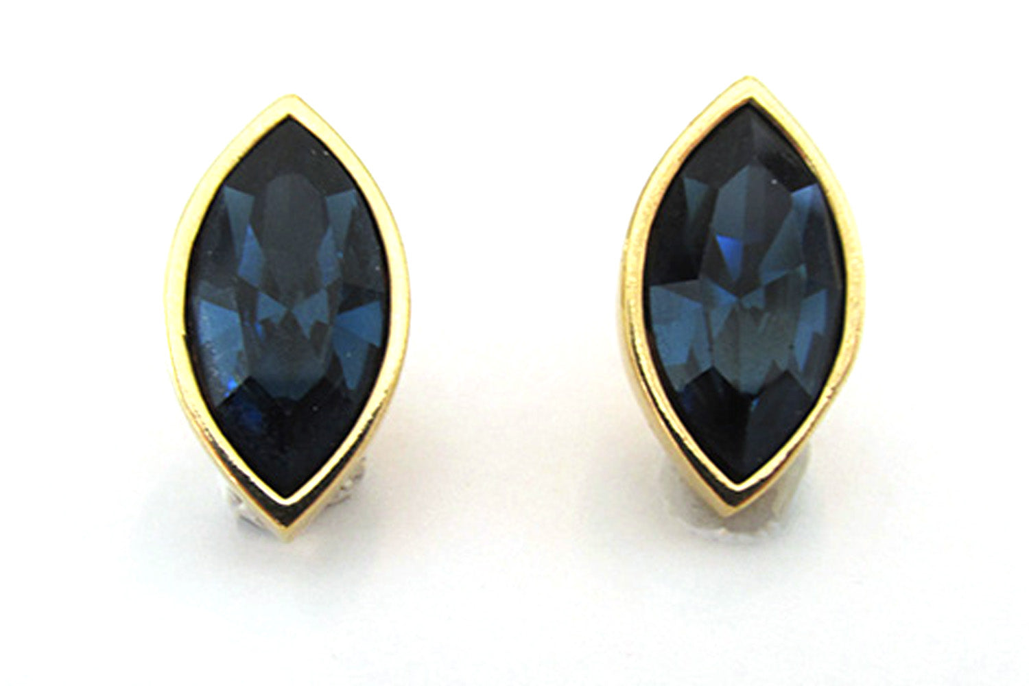 Stunning Signed SAL (Swarovski) Vintage Sapphire Rhinestone Earrings - Front