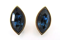 Stunning Signed SAL (Swarovski) Vintage Sapphire Rhinestone Earrings - Front - Thumbnail