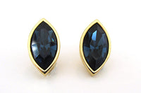 Stunning Signed SAL (Swarovski) Vintage Sapphire Rhinestone Earrings - Front - Thumbnail