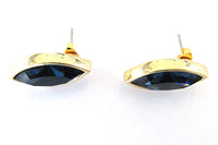 Stunning Signed SAL (Swarovski) Vintage Sapphire Rhinestone Earrings - Side - Thumbnail