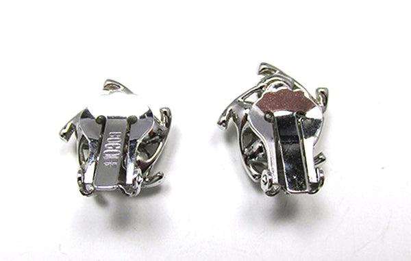 Signed Bogoff Vintage 1950s Mid-Century Designer Pearl Floral Earrings - Back