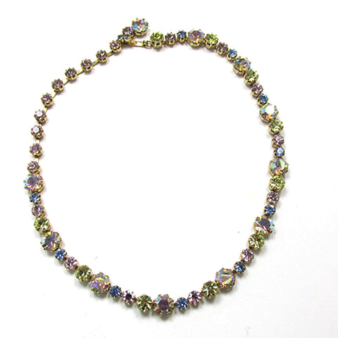 Rare Signed Fenichel Vintage 1950s Aurora Borealis Rhinestone Necklace - Front